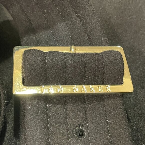 TED BAKER NEW "Cunioy" RARE Coat Funnel Neck Wool/Cashmere Blend Black Size L/12 - Picture 9 of 14